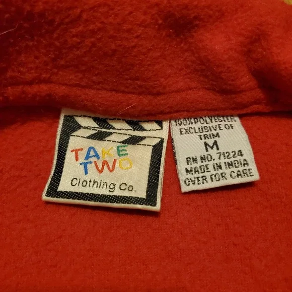 Vintage Kitty Cat Fleece Jacket Women Medium Red‎ Christmas Grandma Cat Lady - Picture 6 of 8